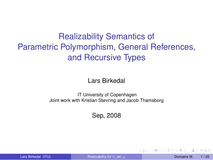 realizability semantics of parametric polymorphism