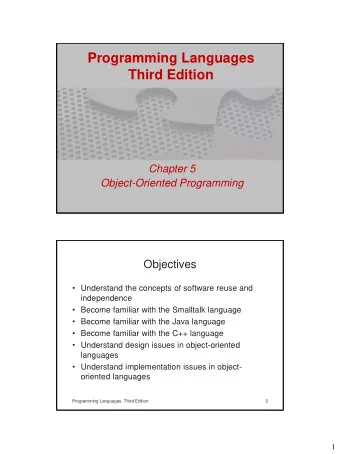 Programming Languages  Third Edition  Chapter 5  Object-Oriented Programming  Objectives