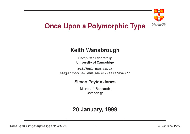 once upon a polymorphic type
