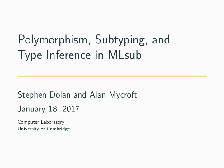 polymorphism subtyping and type inference in mlsub