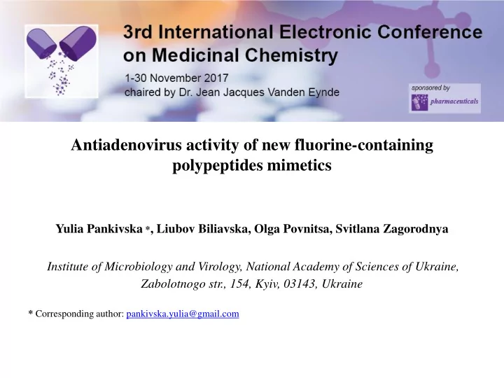 antiadenovirus activity of new fluorine containing