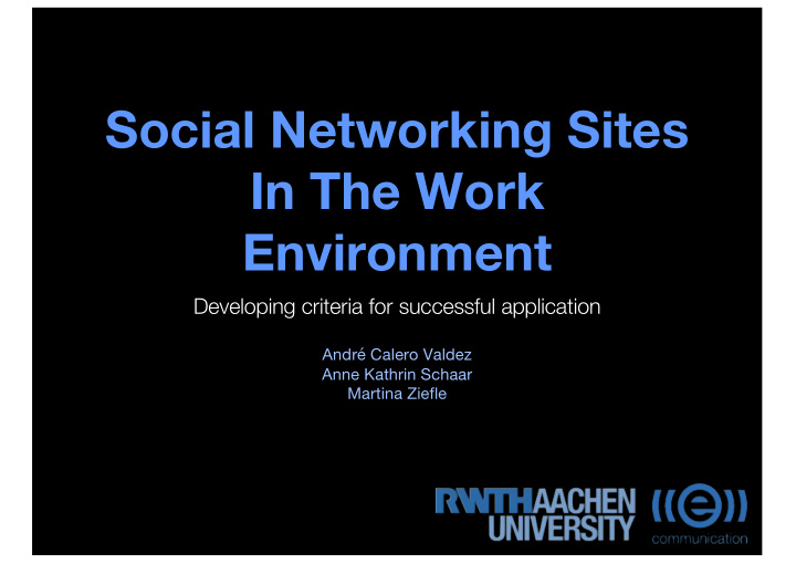 social networking sites in the work environment