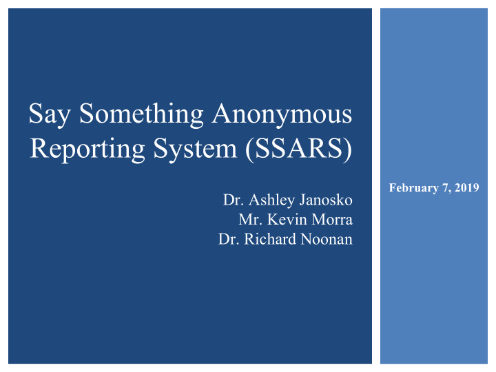 say something anonymous reporting system ssars