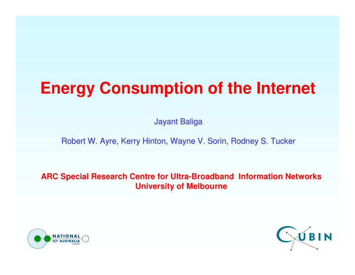 energy consumption of the internet