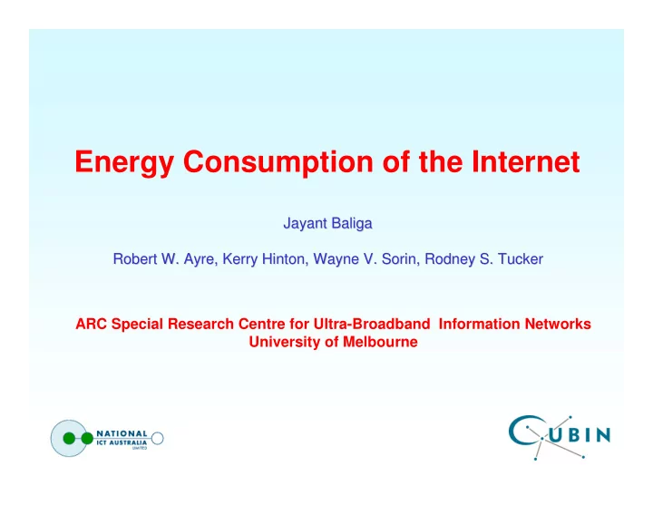 energy consumption of the internet