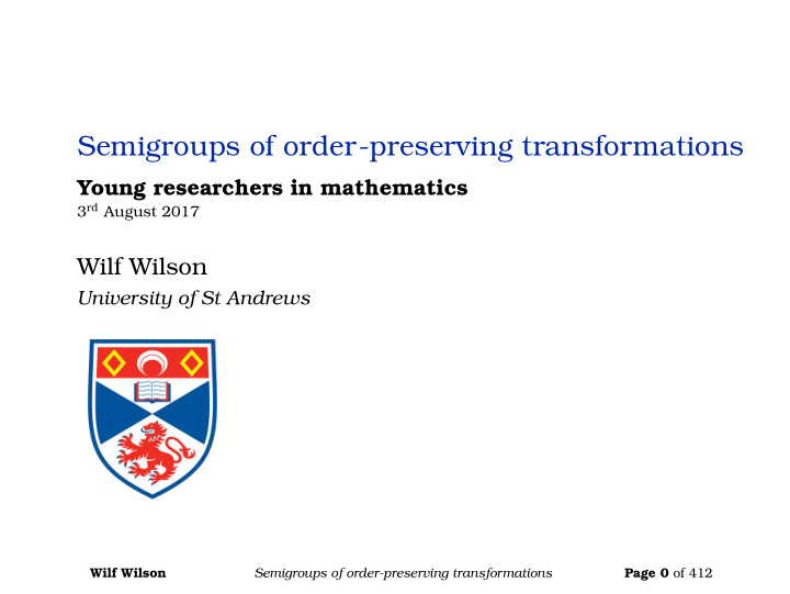 semigroups of order preserving transformations