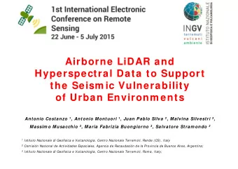Airborne LiDAR and  Hyperspectral Data to Support  the Seism ic Vulnerability  of Urban Environm