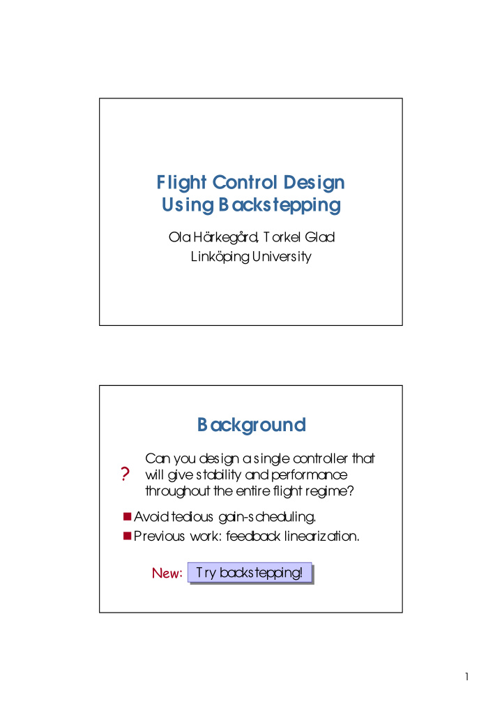 flight control design using backstepping