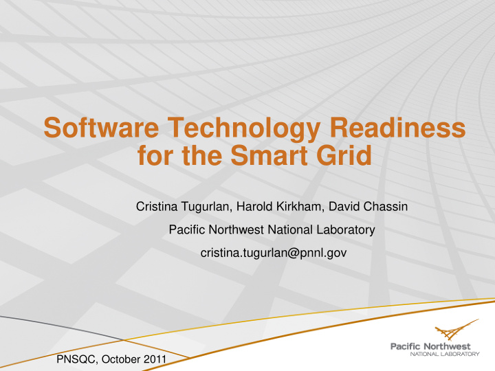 software technology readiness for the smart grid