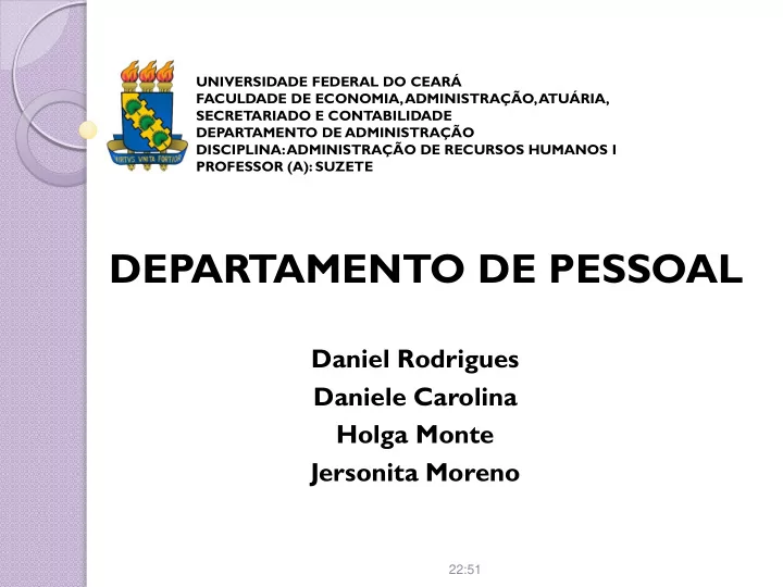 departamento de pessoal