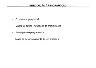 INTRODUO  PROGRAMAO    O que  um programa?   Matlab vs outras linguagens de