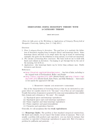 DERIVATORS: DOING HOMOTOPY THEORY WITH  2-CATEGORY THEORY  MIKE SHULMAN  (Notes for talks given at