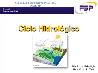 Ciclo Hidrolgico  Ciclo Hidrolgico  Disciplina: Hidrologia  Prof. Fabio B. Tonin  Ciclo