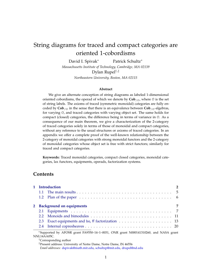 string diagrams for traced and compact categories are