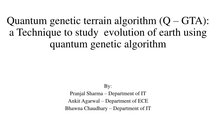 quantum genetic terrain algorithm q gta