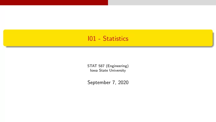 i01 statistics
