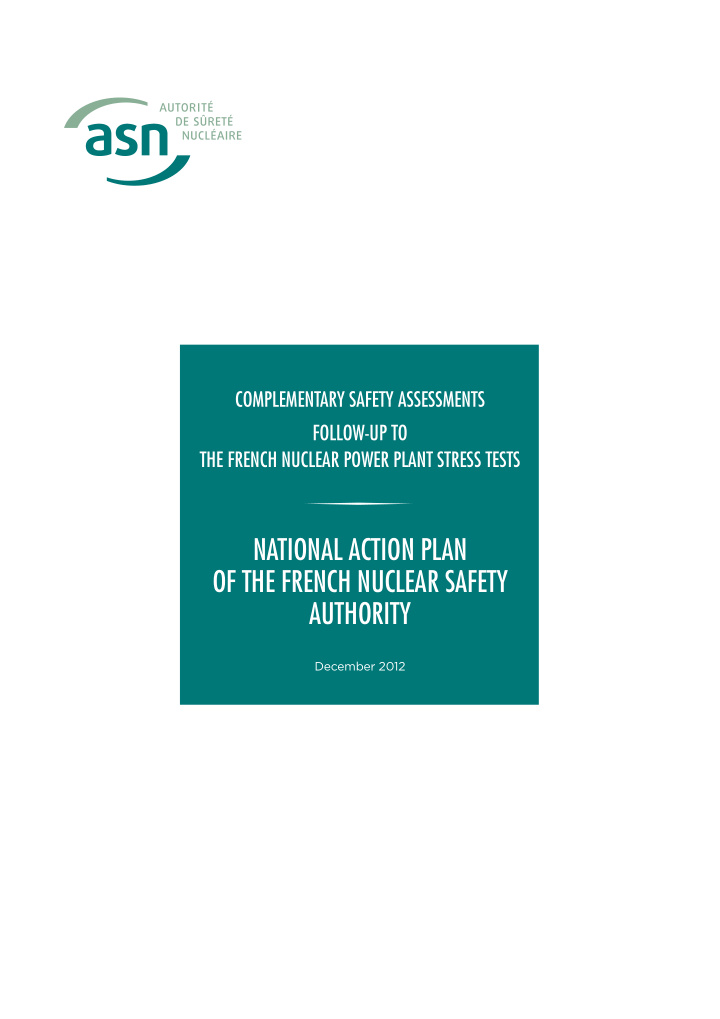 national action plan of the french nuclear safety