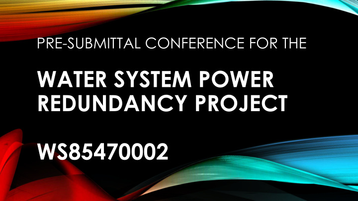 water system power redundancy project ws85470002 design