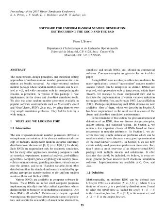 95  LEcuyer The state evolves according to the recurrence s i =  of successive output values are