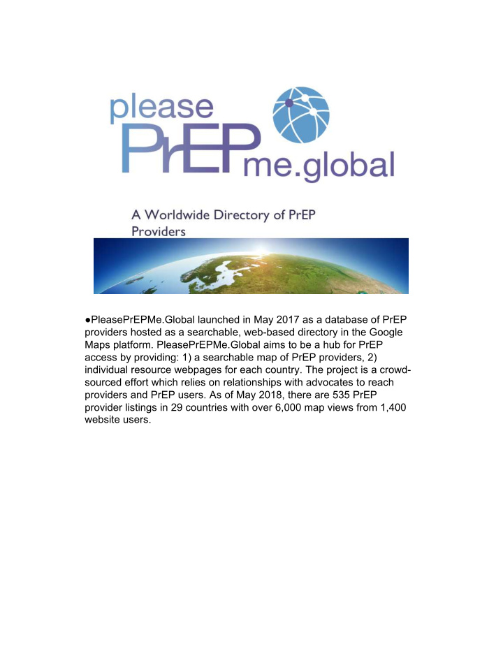 pleaseprepme global launched in may 2017 as a database of
