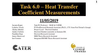 Task 6.0  Heat Transfer  Coefficient Measurements  11/05/2019 Task PI, Professor  MAE &amp;