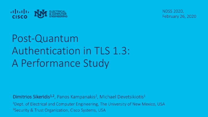 post quantum authentication in tls 1 3 a performance study