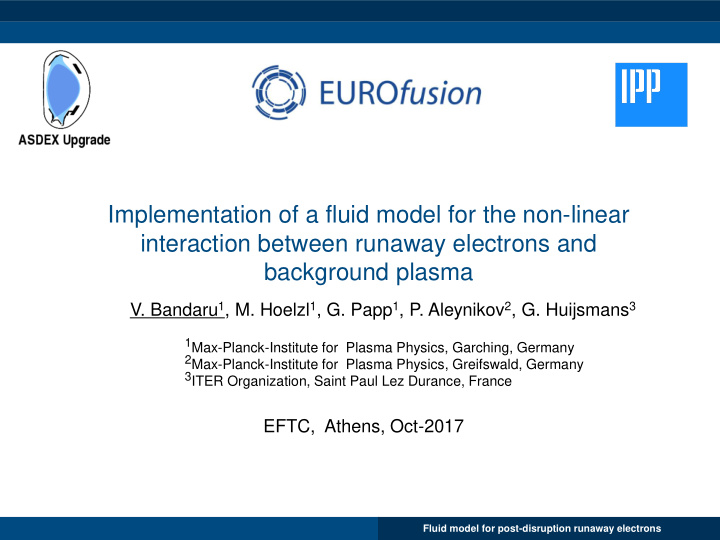 implementation of a fluid model for the non linear