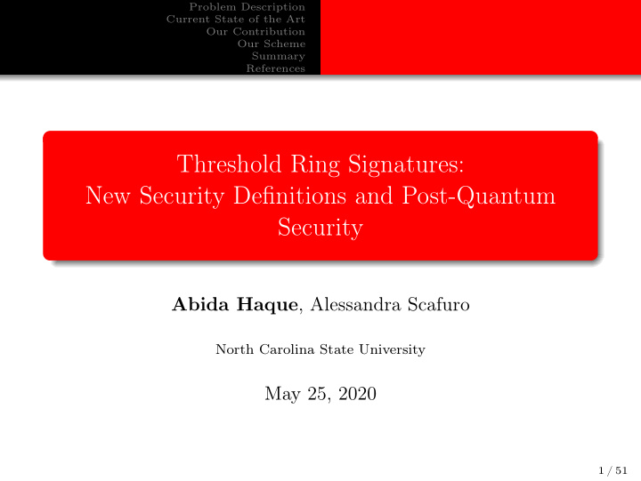 threshold ring signatures new security definitions and