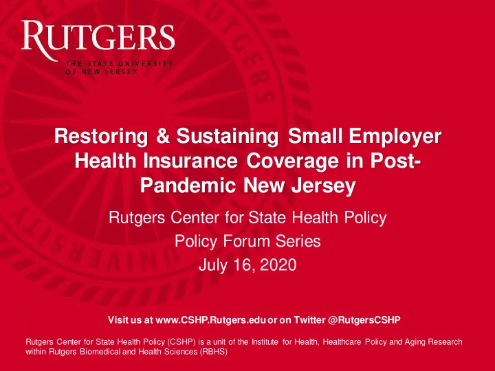 restoring sustaining small employer health insurance