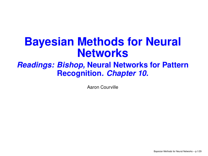 bayesian methods for neural networks