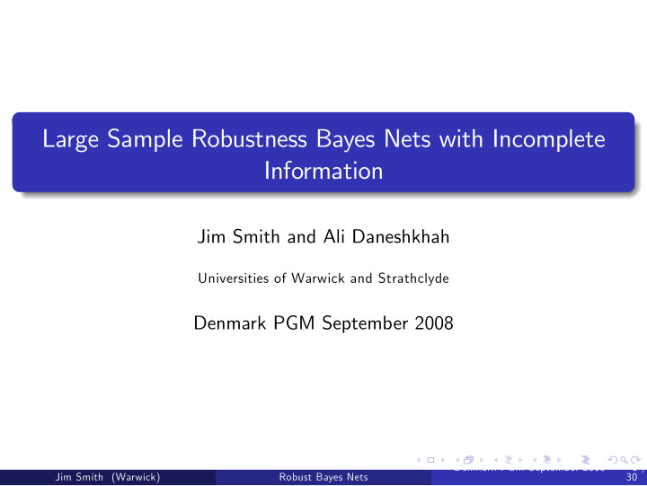 large sample robustness bayes nets with incomplete