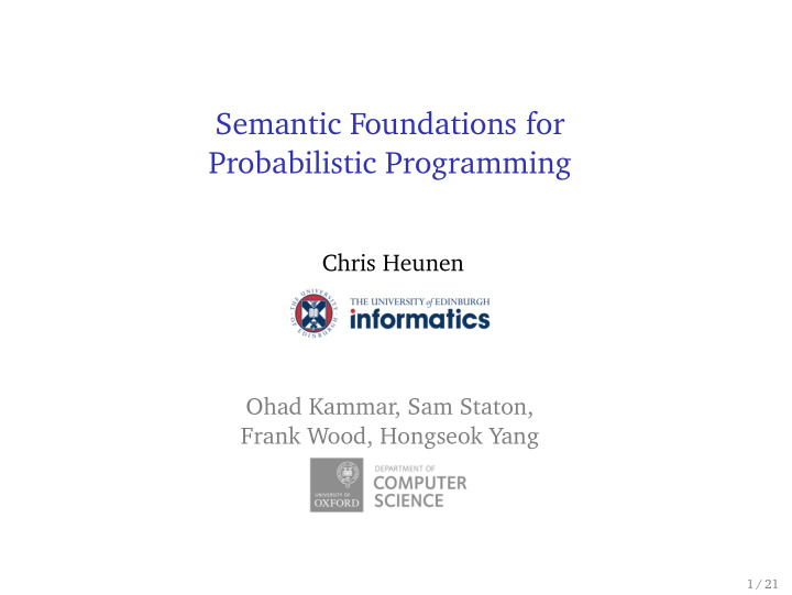 semantic foundations for probabilistic programming