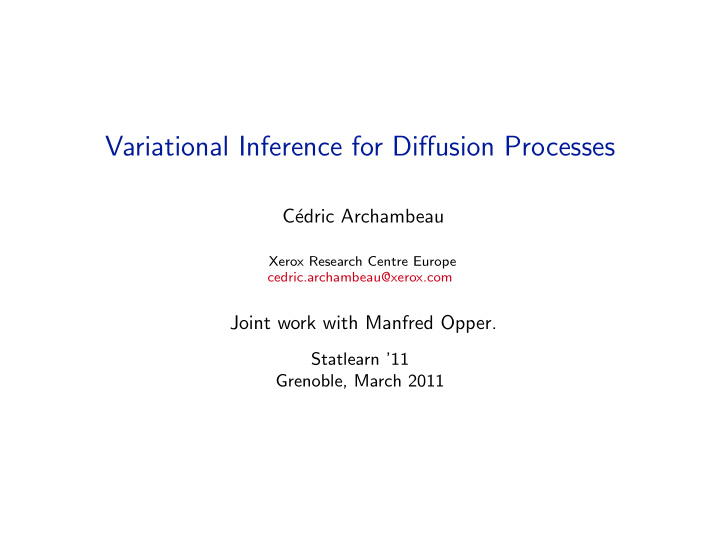 variational inference for diffusion processes