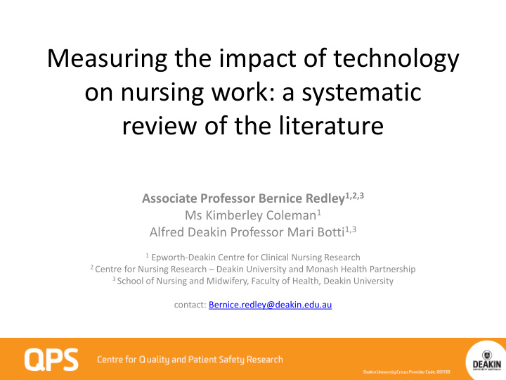 measuring the impact of technology on nursing work a