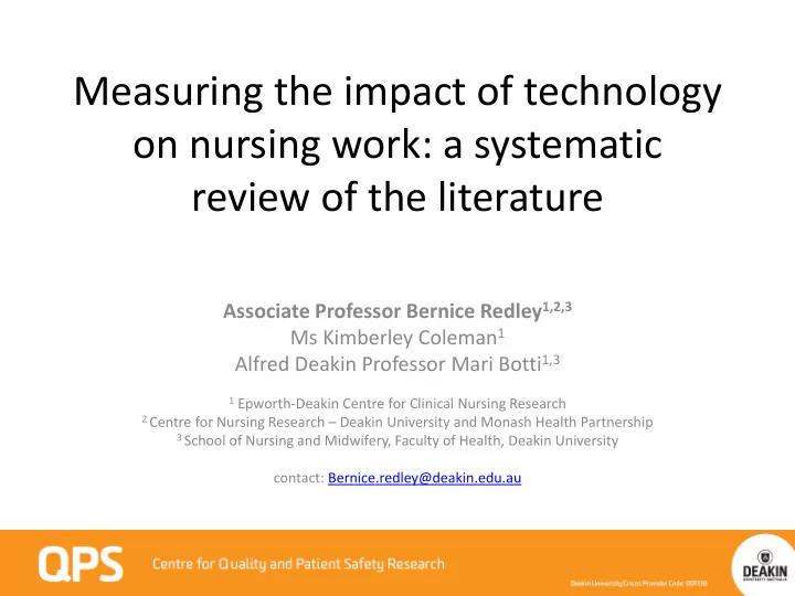 measuring the impact of technology on nursing work a