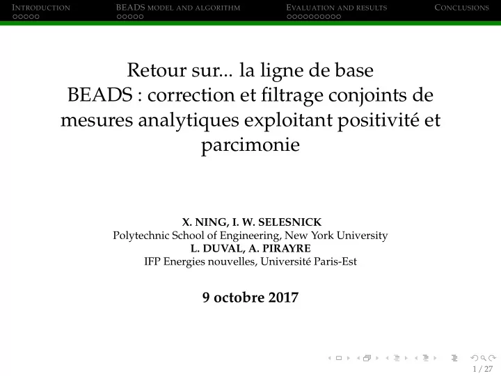 retour sur la ligne de base beads correction et filtrage