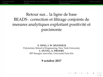 Retour sur... la ligne de base  BEADS : correction et filtrage conjoints de  mesures analytiques