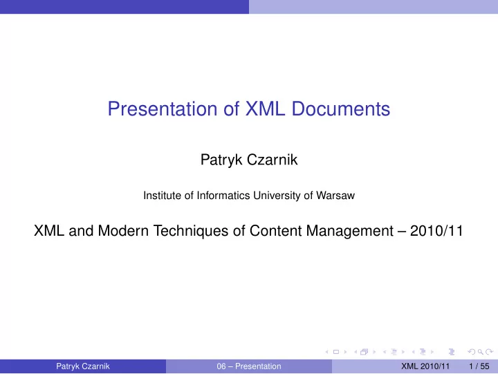 presentation of xml documents