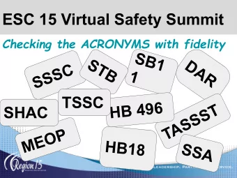 TASSST  SHAC  MEOP  HB18  SSA  SAFETY PRE ASSESSMENT POLL  Answer the poll to evaluate your