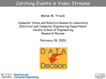 Catching Events in Video Streams  Mohan M. Trivedi  Computer Vision and Robotics Research