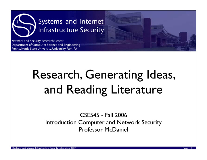 research generating ideas and reading literature