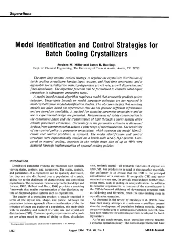 Batch Cooling Crystallizers zyxwvutsrqponmlkjihgfedcbaZYXWVUTSRQPONMLKJIHGFEDCBA SeDarations