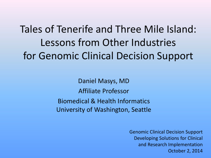 for genomic clinical decision support