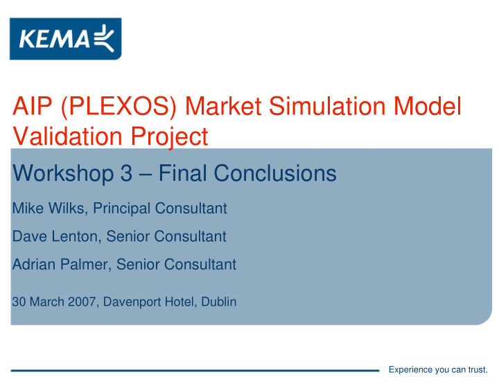 aip plexos market simulation model validation project