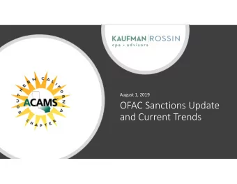 OFAC Sanctions Update  and Current Trends  Sanctions Compliance Framework  Whats the latest in