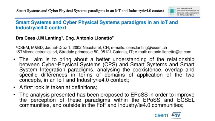 between cyber physical systems cps and smart systems and