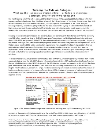 Turning the Tide on Outages 1  What are the true costs of implementing  or failing to implement