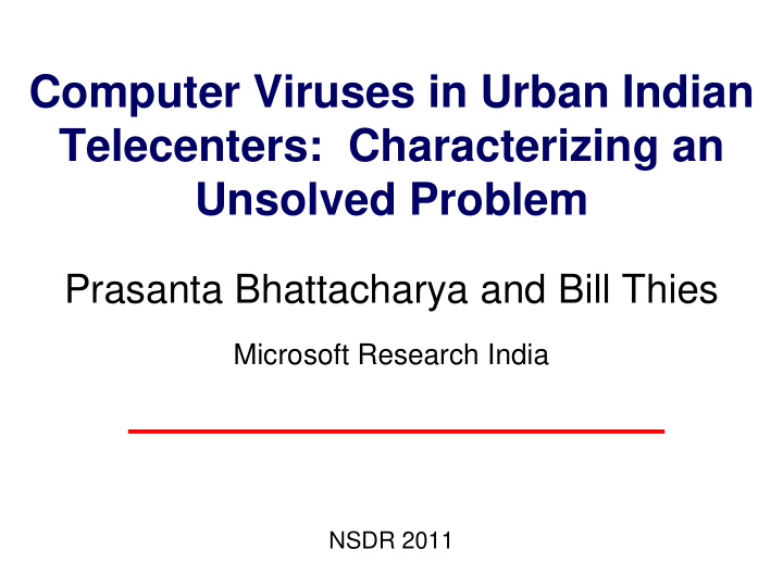 computer viruses in urban indian