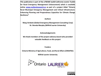 This publication is part of the xTREME toolkit (eXtreme events Toolkit  for Rural Emergency