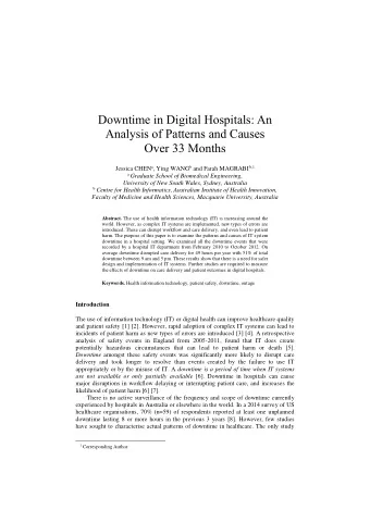 Downtime in Digital Hospitals: An Analysis of Patterns and Causes Over 33 Months Jessica CHEN a ,